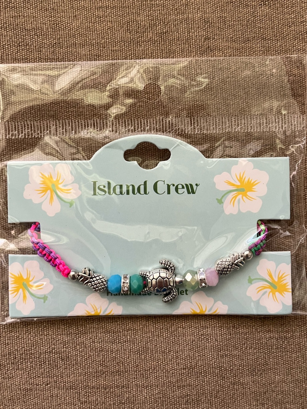 ALOHA Multicolor Braided Cord Bracelet with Turtle & Pineapple Charms